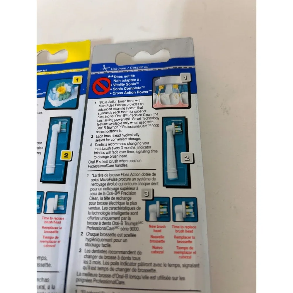 Oral-B Pro White Floss Action Replacement Brush Heads 3 Pack 9 total Triumph